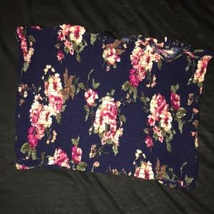 Navy blue floral print tube top
